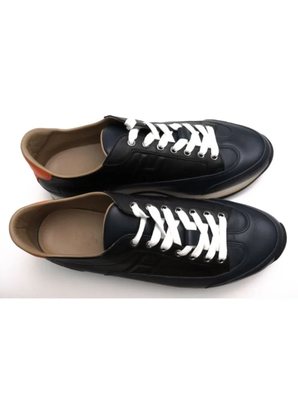 Hermes Sneakers Low Cut Leather Black Goal Low Trainers Logo
